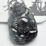 山水墨种缅甸翡翠钟馗挂件