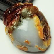 细糯种三彩缅甸翡翠欢喜富贵挂件