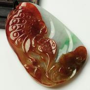 糯冰种三彩缅甸翡翠蝴蝶挂件