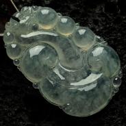 冰种飘花缅甸翡翠龙行如意挂件