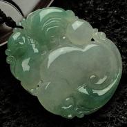 糯冰种晴水缅甸翡翠如意寿挂件