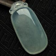 冰种淡晴水缅甸翡翠福瓜挂件