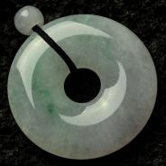 糯冰种春带彩缅甸翡翠平安扣挂件