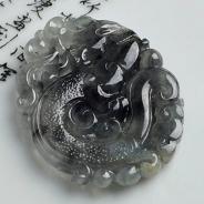 feicui冰种水墨色缅甸翡翠飞龙挂件