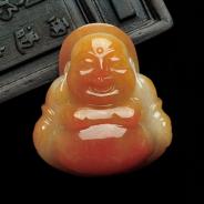 糯冰种红黄翡缅甸翡翠玉佛挂件