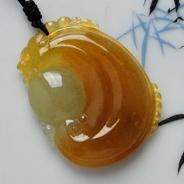 冰种黄翡缅甸翡翠日月同辉挂件