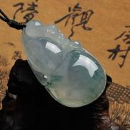 冰种飘花缅甸翡翠福禄寿挂件
