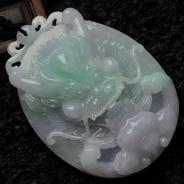 糯冰种春带彩缅甸翡翠帝王之相挂件