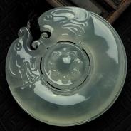 冰种晴水缅甸翡翠双龙戏珠挂件