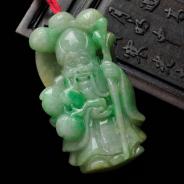 糯冰种翠色缅甸翡翠寿星挂件