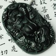 冰种墨翠缅甸翡翠天师护道挂件