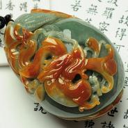 细糯种蓝水红黄翡缅甸翡翠龙行如意手玩件