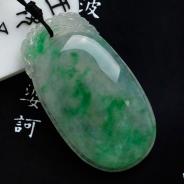 冰种飘阳绿缅甸翡翠福在眼前挂件