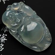 冰种晴水缅甸翡翠逍遥佛挂件