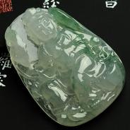 冰种飘花缅甸翡翠观音挂件