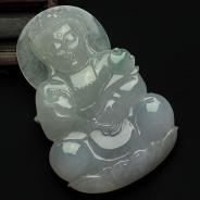 冰种淡紫罗兰缅甸翡翠观音挂件