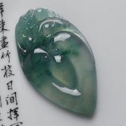 冰种飘花缅甸翡翠福在眼前挂件