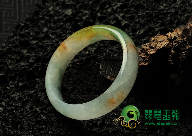 糯冰种三彩缅甸翡翠手镯（52.3mm）