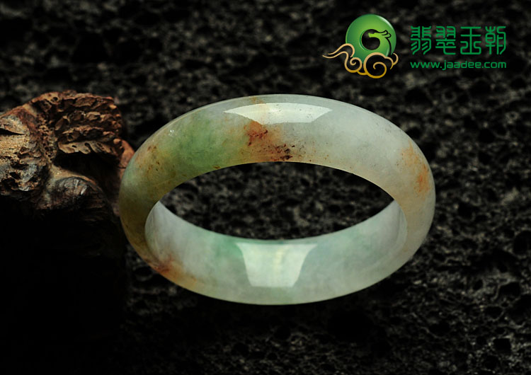 糯冰种三彩缅甸翡翠手镯（52.3mm）
