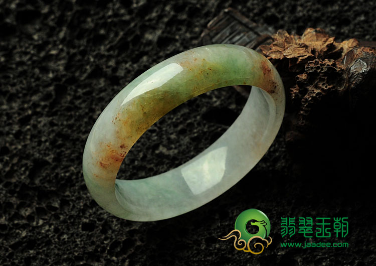 糯冰种三彩缅甸翡翠手镯（52.3mm）