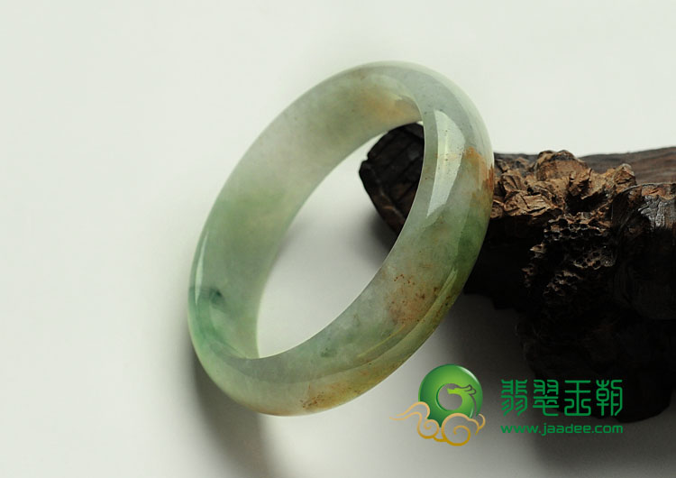糯冰种三彩缅甸翡翠手镯（52.3mm）