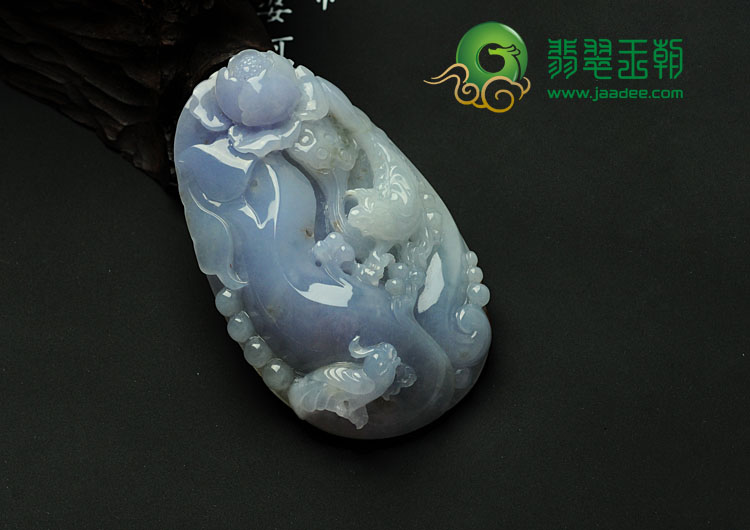 糯冰种紫罗兰黄翡缅甸翡翠富贵双喜挂件