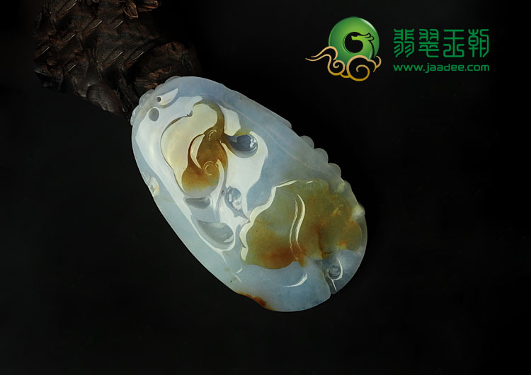 糯冰种紫罗兰黄翡缅甸翡翠富贵双喜挂件
