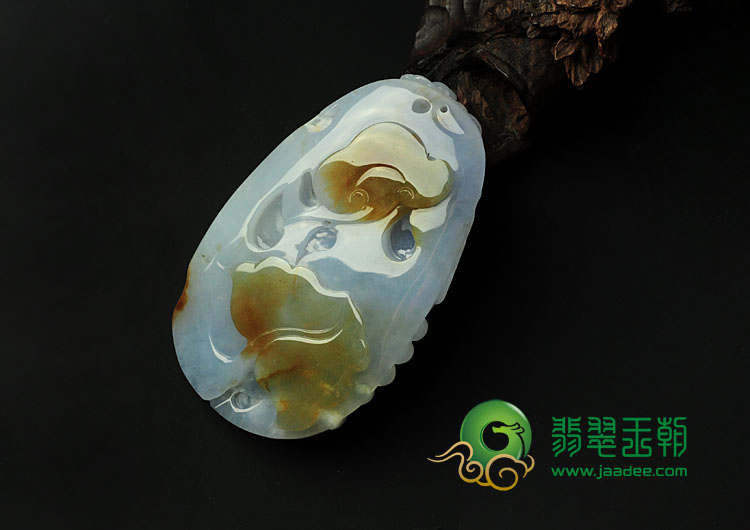 糯冰种紫罗兰黄翡缅甸翡翠富贵双喜挂件