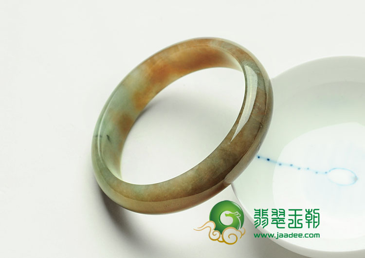 糯冰种褐红翡缅甸翡翠手镯（56.3mm）