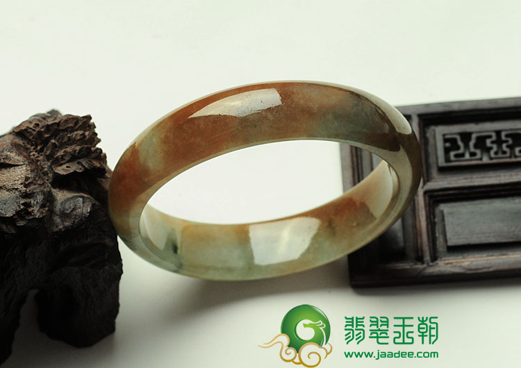 糯冰种褐红翡缅甸翡翠手镯（56.3mm）