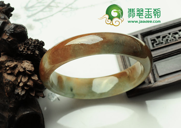 糯冰种褐红翡缅甸翡翠手镯（56.3mm）