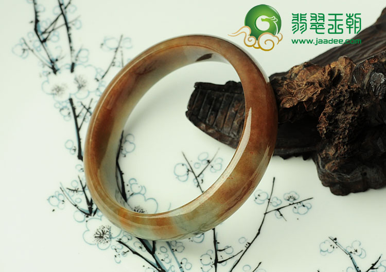 糯冰种褐红翡缅甸翡翠手镯（56.3mm）
