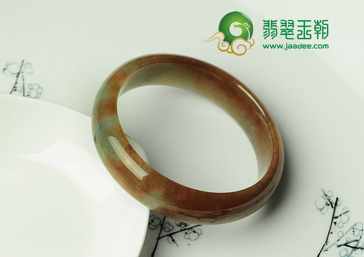 糯冰种褐红翡缅甸翡翠手镯（56.3mm）