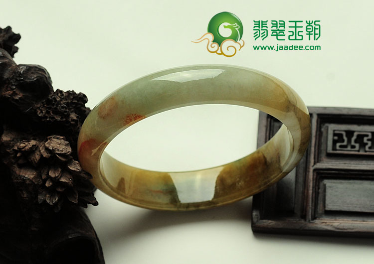 糯冰种褐黄翡缅甸翡翠手镯（57.9mm）