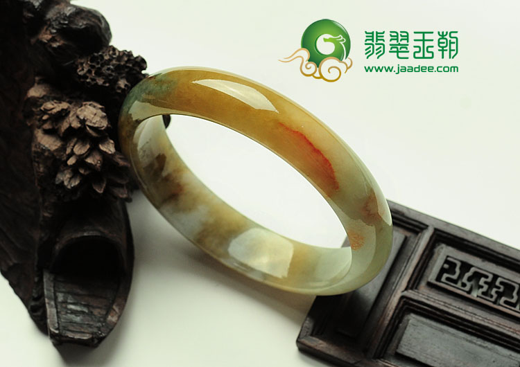 糯冰种褐黄翡缅甸翡翠手镯（57.9mm）
