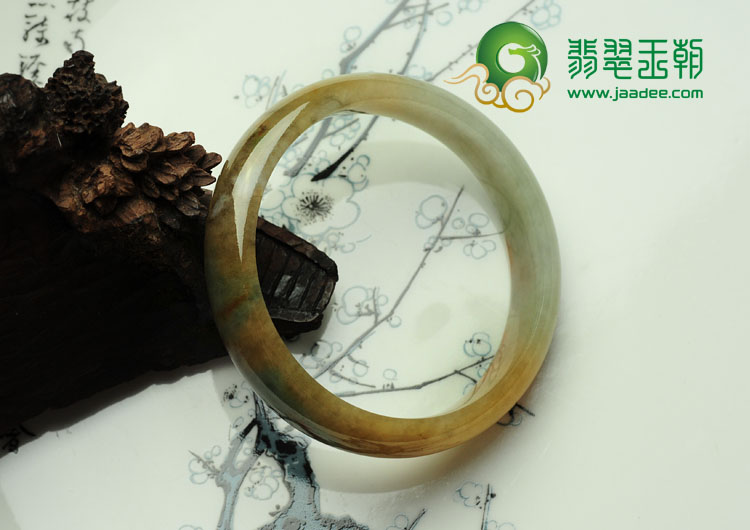 糯冰种褐黄翡缅甸翡翠手镯（57.9mm）