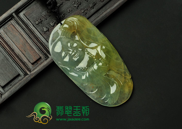冰种黄翡缅甸翡翠玉佛挂件