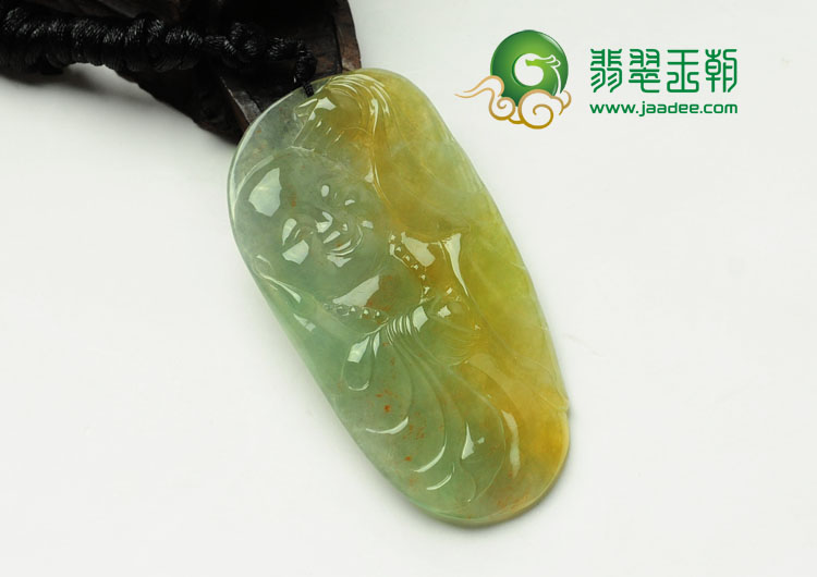冰种黄翡缅甸翡翠玉佛挂件