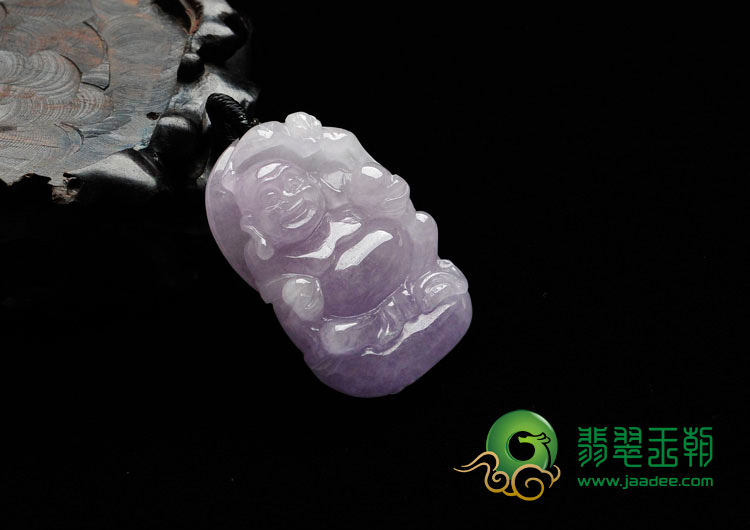 糯冰种紫罗兰缅甸翡翠玉佛挂件