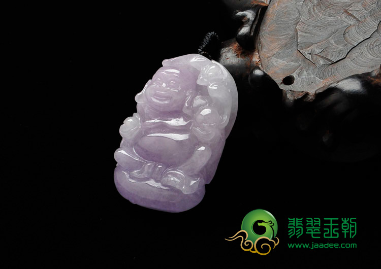糯冰种紫罗兰缅甸翡翠玉佛挂件