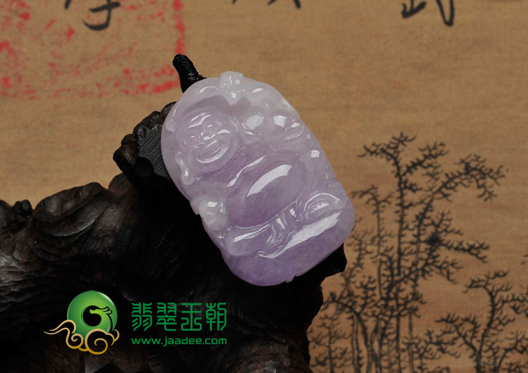 糯冰种紫罗兰缅甸翡翠玉佛挂件