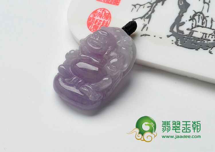 糯冰种紫罗兰缅甸翡翠玉佛挂件