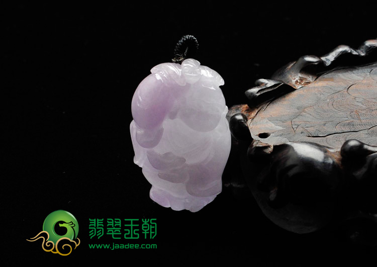 糯冰种紫罗兰缅甸翡翠“笑佛赐宝”挂件