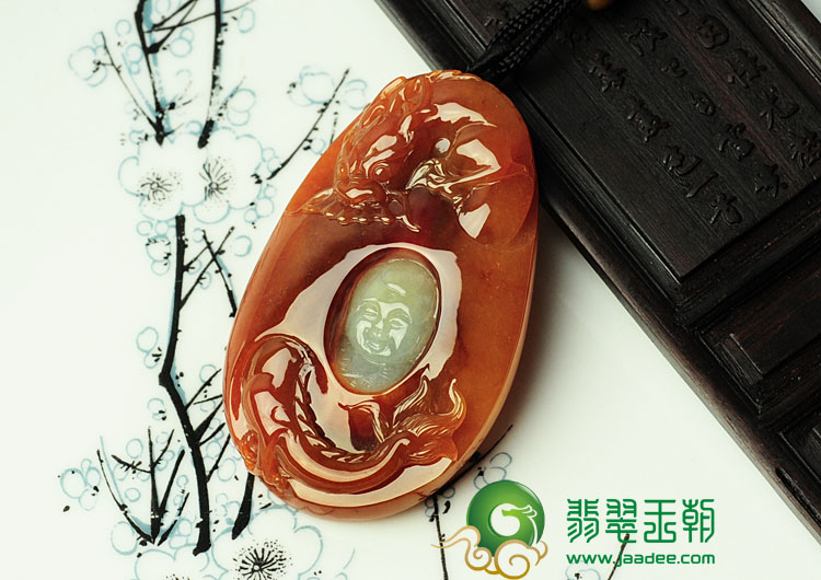糯冰种红黄翡缅甸翡翠望子成龙挂件