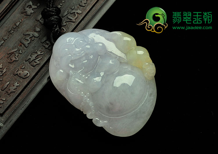 冰种紫罗兰带黄翡缅甸翡翠玉佛挂件
