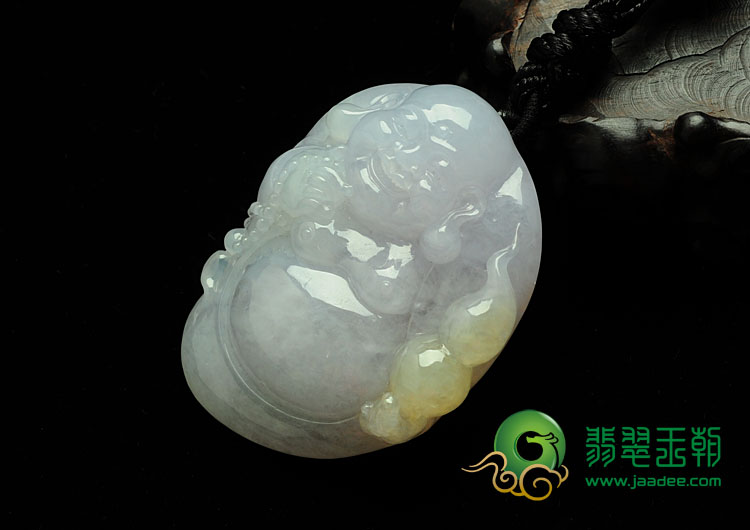 冰种紫罗兰带黄翡缅甸翡翠玉佛挂件