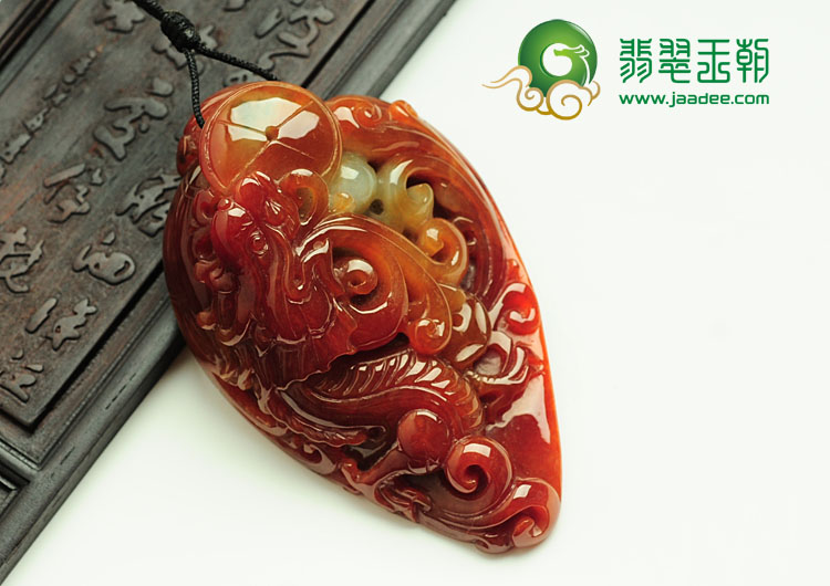 糯冰种红翡缅甸翡翠一夜成龙挂件