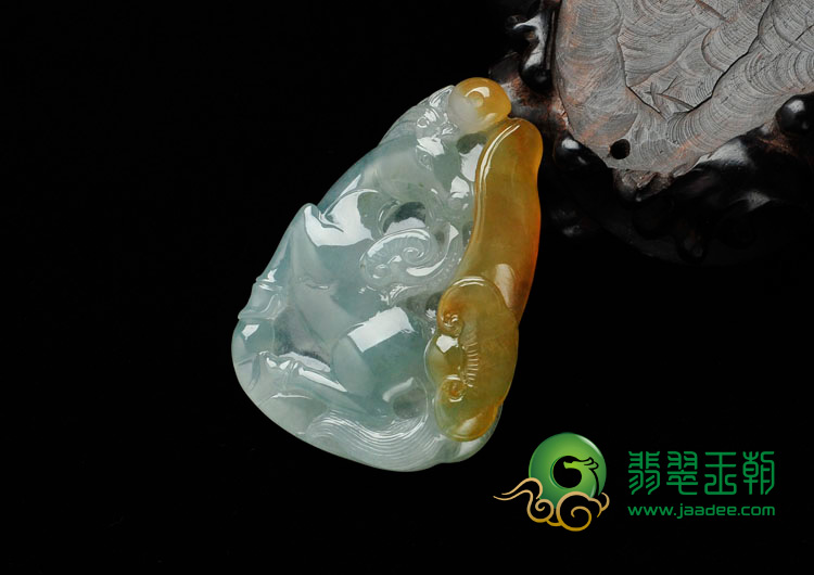 冰种晴水带黄翡缅甸翡翠马到成功挂件