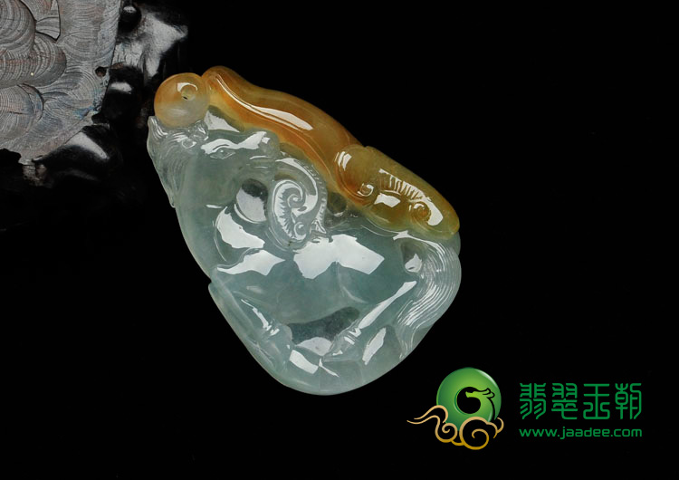 冰种晴水带黄翡缅甸翡翠马到成功挂件
