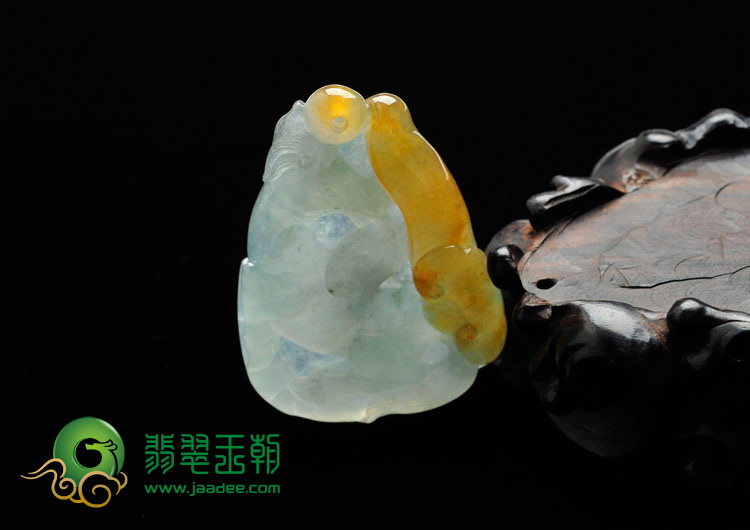冰种晴水带黄翡缅甸翡翠马到成功挂件